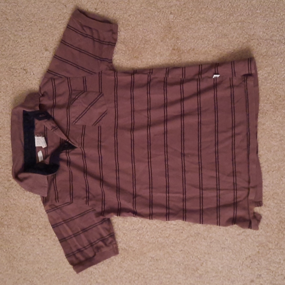 Kids brown with black striped collared shirt